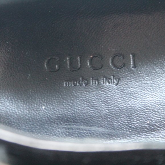Gucci Patent Leather Gold Buckle Flats Size 6 Black Authentic - Picture 7 of 9